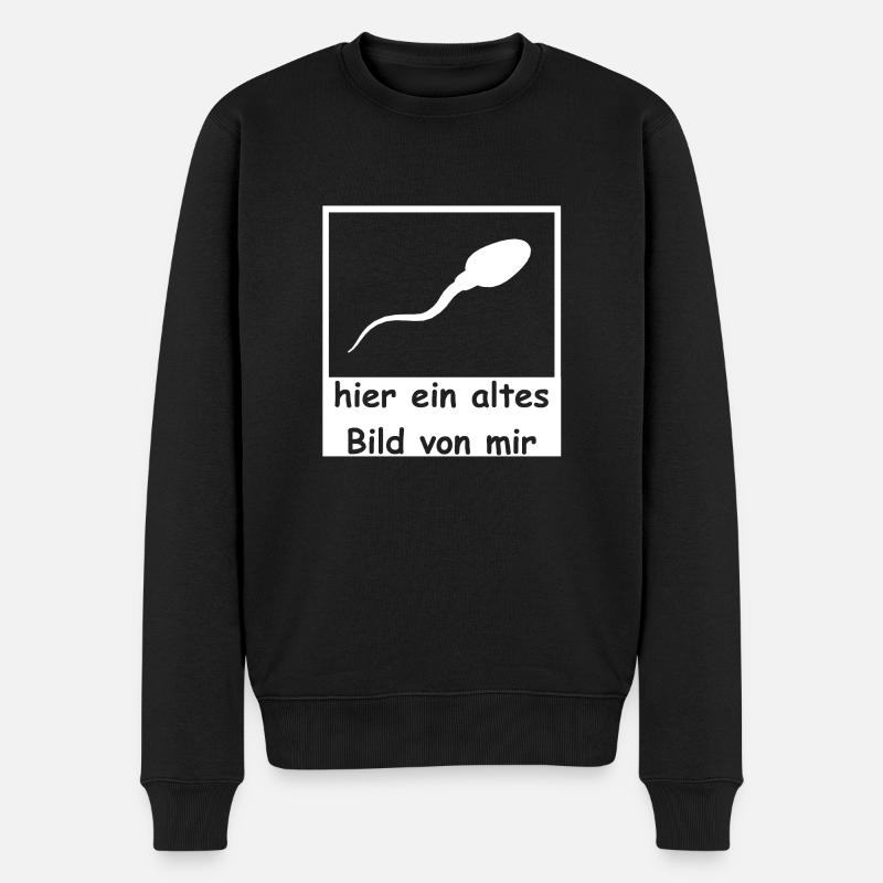 Spermie hier altes Bild von mir lustig witzig - Männer Premium Bio Pullover - Schwarz