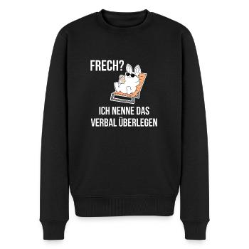 Frech Frecher Hase Statement Geek Spruch Geschenk - Männer Premium Bio Pullover - Schwarz - Vorne - Nico (187cm)