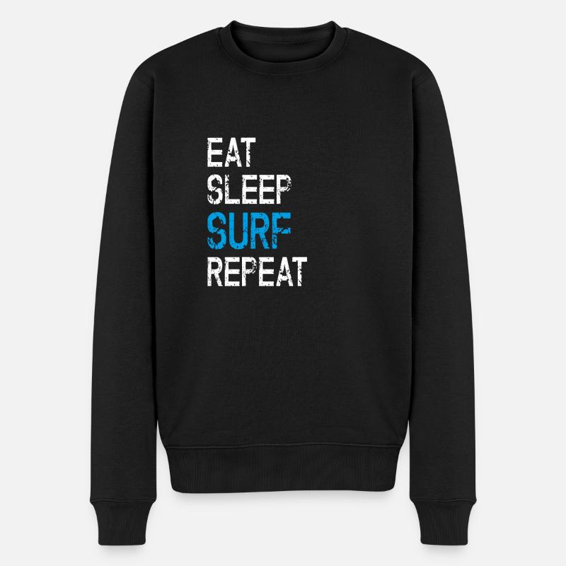Surfer Surfen Surfbrett Surfing Grunge Geschenk - Männer Premium Bio Pullover - Schwarz