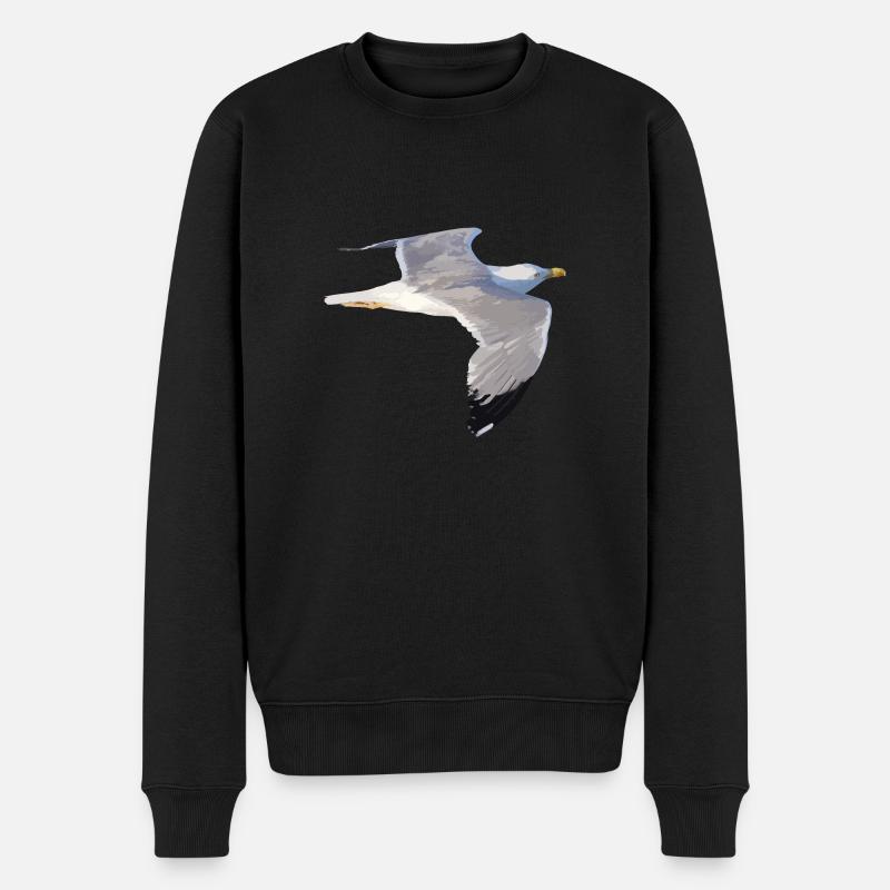 Möwe - Männer Premium Bio Pullover - Schwarz