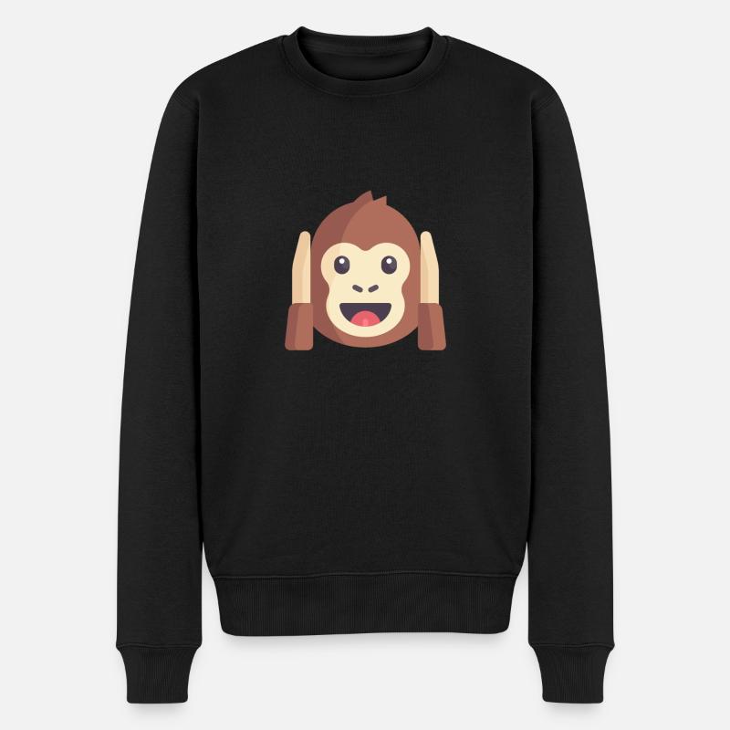 émoticône de singe mignon - Pull Premium bio Homme - noir