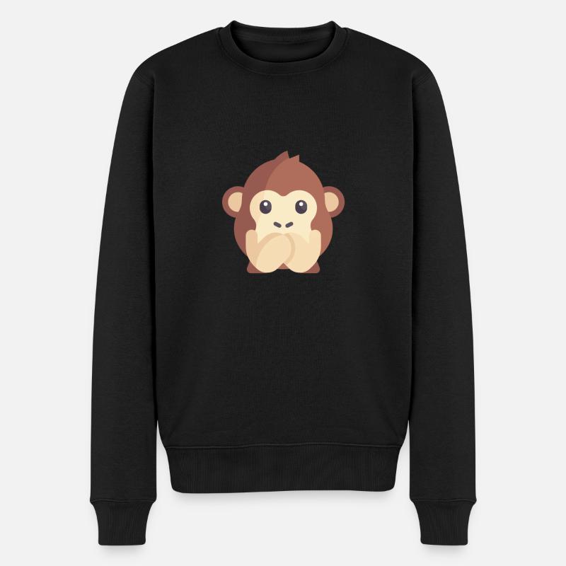 émoticône de singe mignon - Pull Premium bio Homme - noir