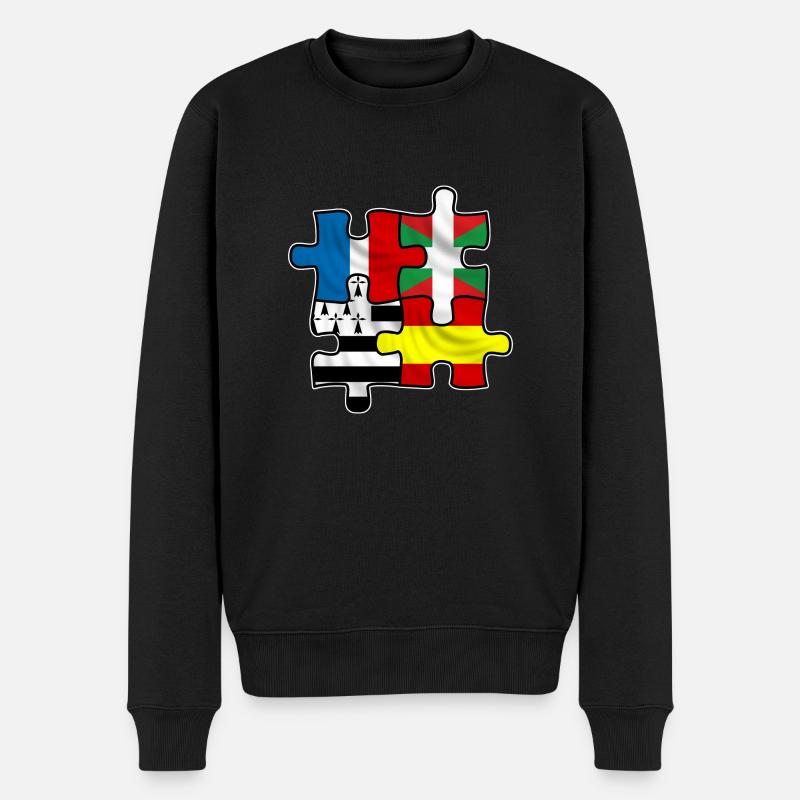 Puzzle Euskadi breizh - Männer Premium Bio Pullover - Schwarz
