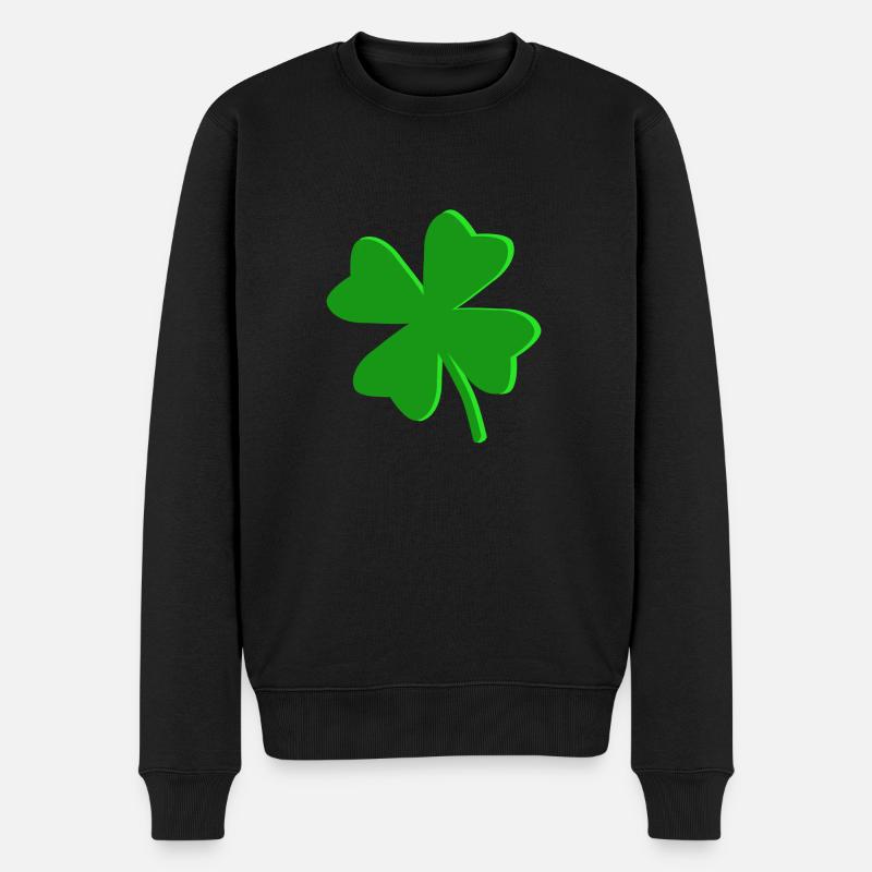 Vierblättriges Kleeblatt - Männer Premium Bio Pullover - Schwarz