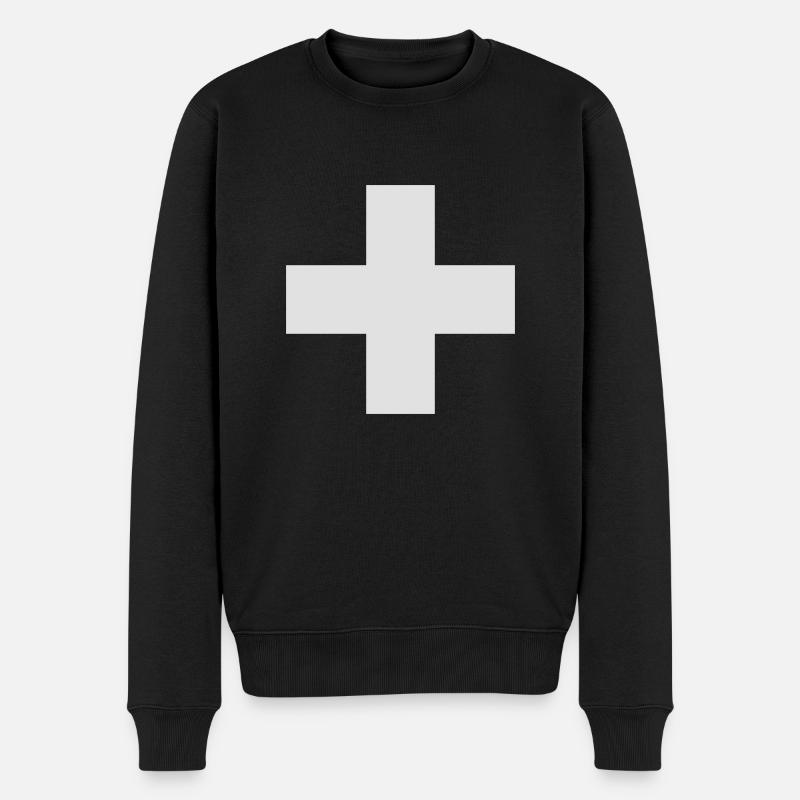Schweizerkreuz - Männer Premium Bio Pullover - Schwarz