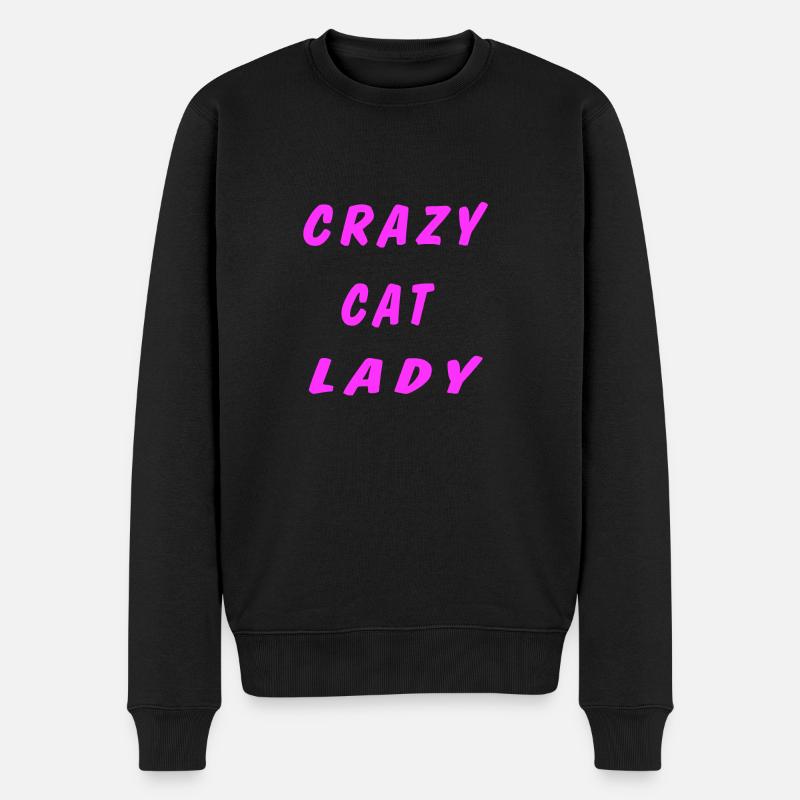 Crazy Cat Lady - Männer Premium Bio Pullover - Schwarz