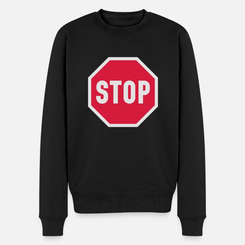 stop__f2 - Männer Premium Bio Pullover - Schwarz