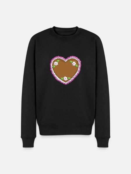 Lebkuchenherz für eigenen Text - Männer Premium Bio Pullover - Schwarz