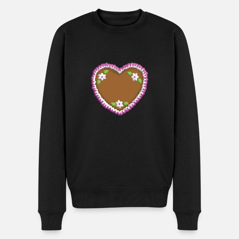 Lebkuchenherz für eigenen Text - Männer Premium Bio Pullover - Schwarz
