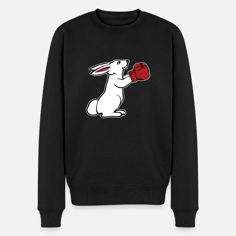 Boxender Hase Boxhandschuhe Geschenk Boxen - Männer Premium Bio Pullover - Schwarz