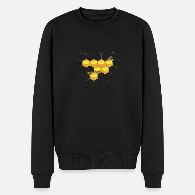 Bienen und Waben - Männer Premium Bio Pullover - Schwarz