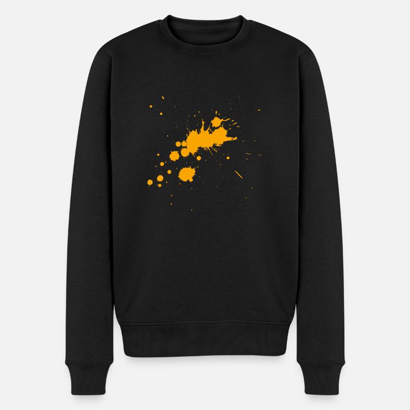 orangefarbener Klecks - Männer Premium Bio Pullover - Schwarz