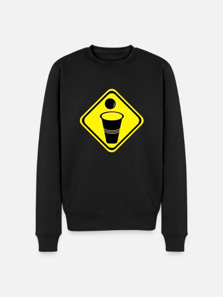 Danger sign beer pong zone2 - Men's Premium Organic Jumper - black