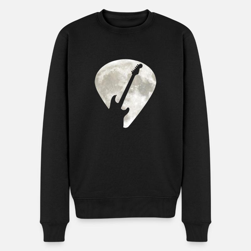 E-Guitar Full Moon Plektrum - Männer Premium Bio Pullover - Schwarz