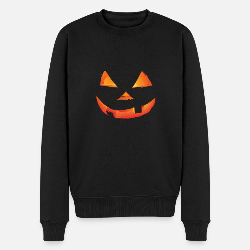 Kürbis Gesicht Halloween Pumpkin - Männer Premium Bio Pullover - Schwarz