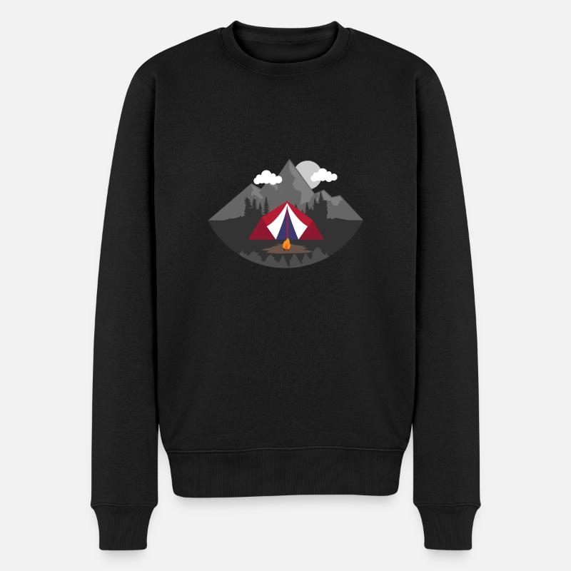Bushcraft Wolken Berg Holz Feuer Sonne Geschenk - Männer Premium Bio Pullover - Schwarz