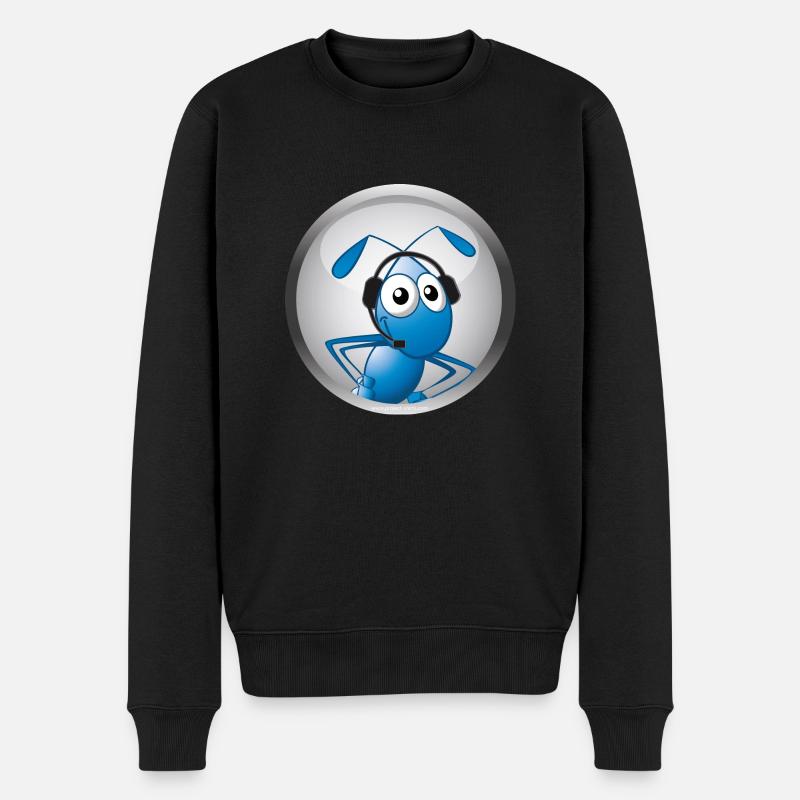 Ameise mit Headset - Männer Premium Bio Pullover - Schwarz