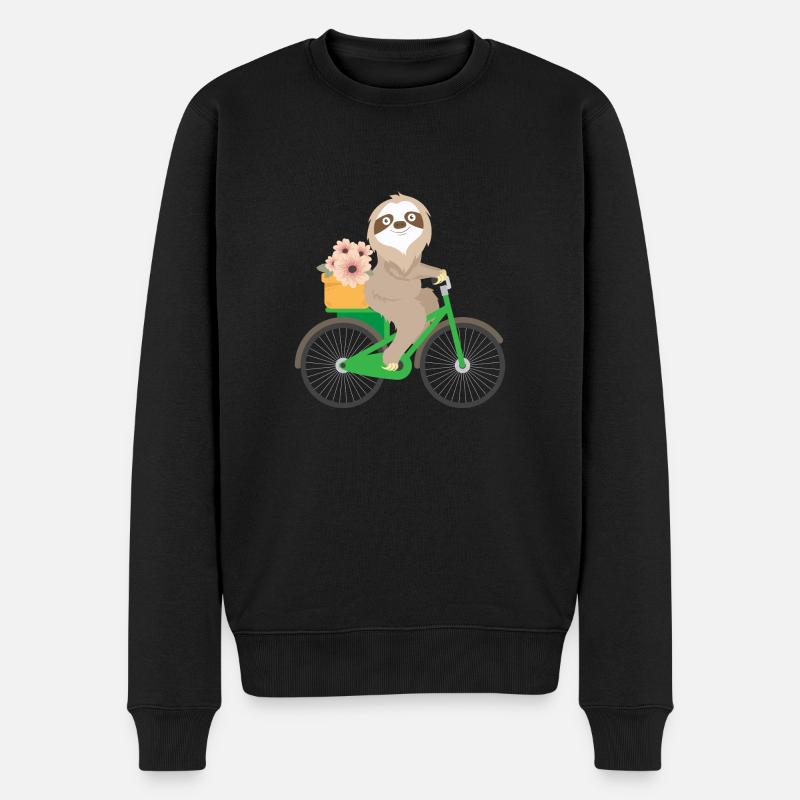 Süsses Faultier auf dem Fahrrad - Männer Premium Bio Pullover - Schwarz