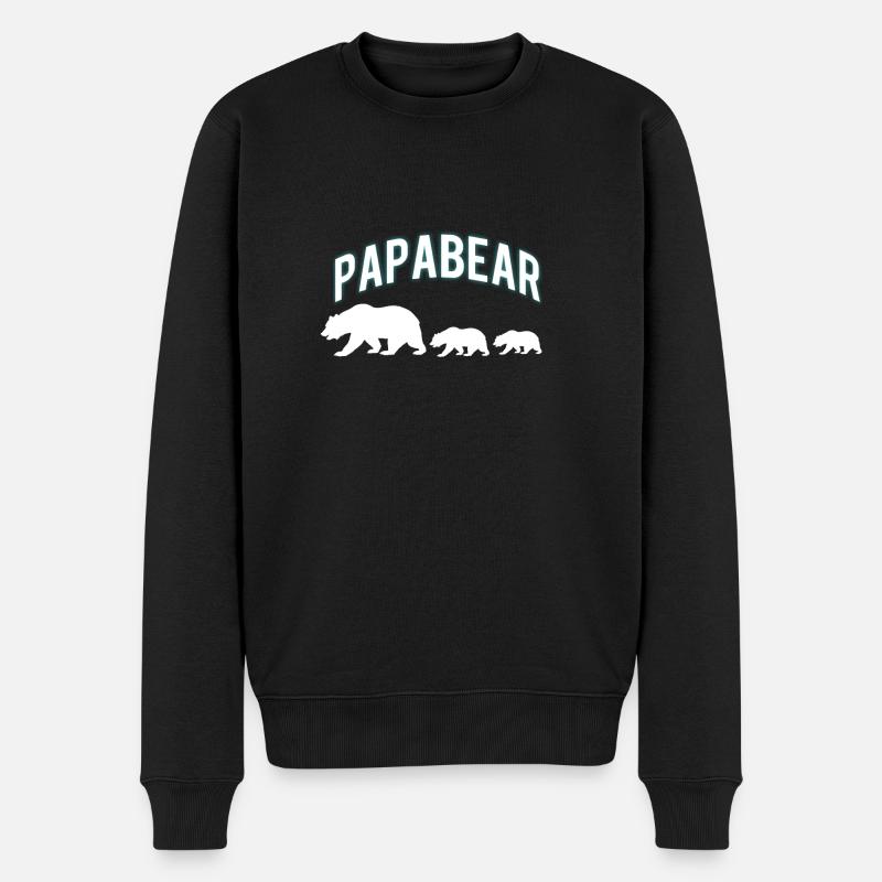 Papabear papabär Vater das Bär - Männer Premium Bio Pullover - Schwarz