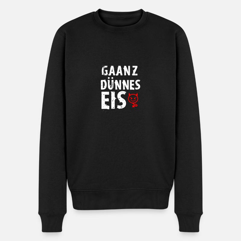 ganz dünnes Eis - Männer Premium Bio Pullover - Schwarz