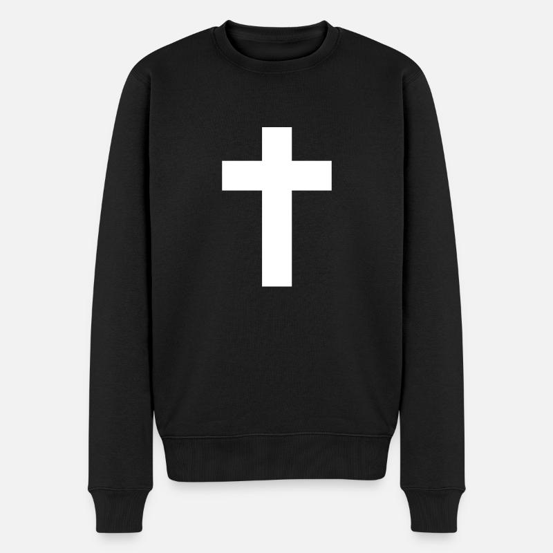 Kreuz - Männer Premium Bio Pullover - Schwarz