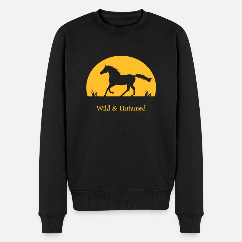 Sunset Horse wild and untamed - Männer Premium Bio Pullover - Schwarz