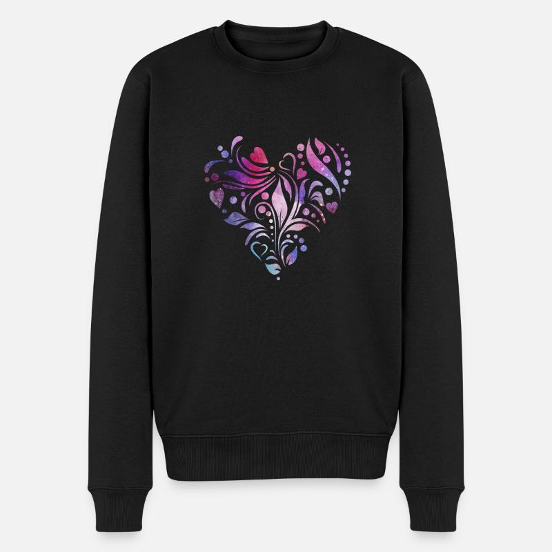 Herz im Tribal-Stil - Männer Premium Bio Pullover - Schwarz