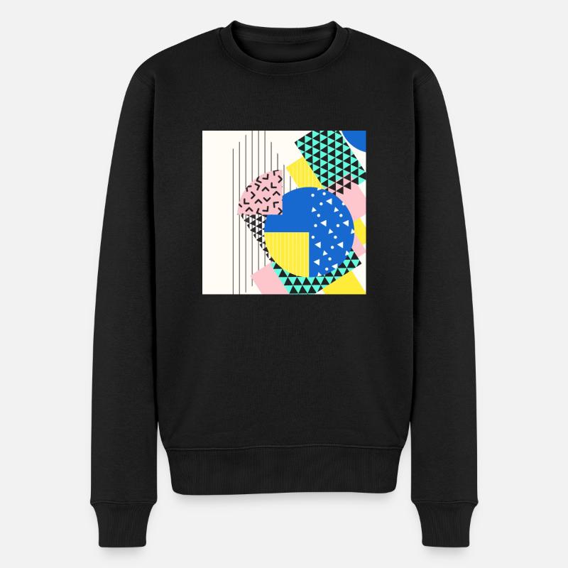 Retro Vintage Formen Abstrakt - Männer Premium Bio Pullover - Schwarz