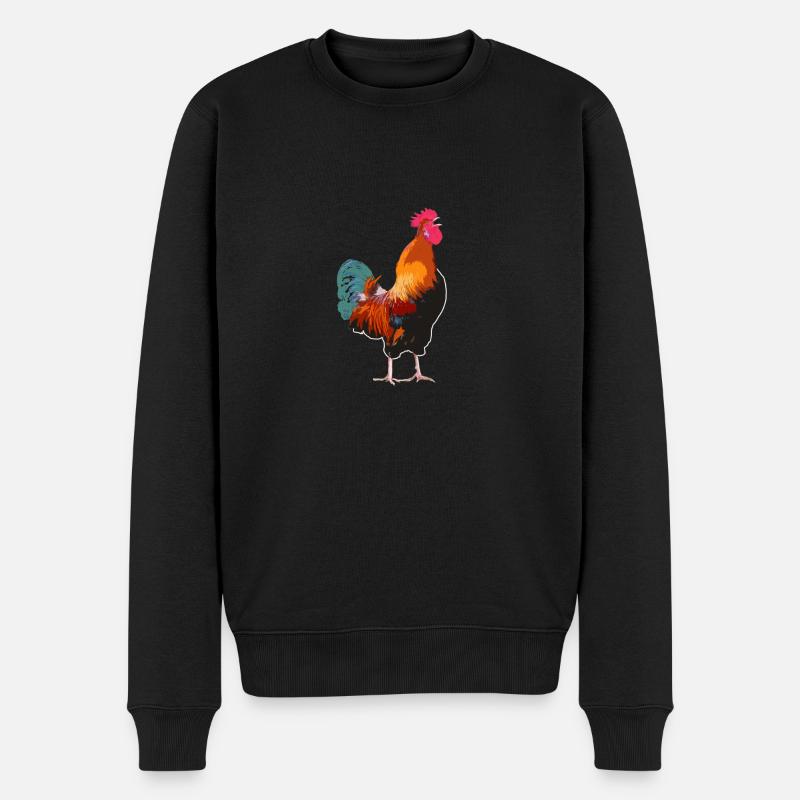 Hahn - Männer Premium Bio Pullover - Schwarz