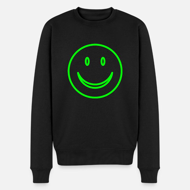 Lachendes Gesicht - Smile - Männer Premium Bio Pullover - Schwarz