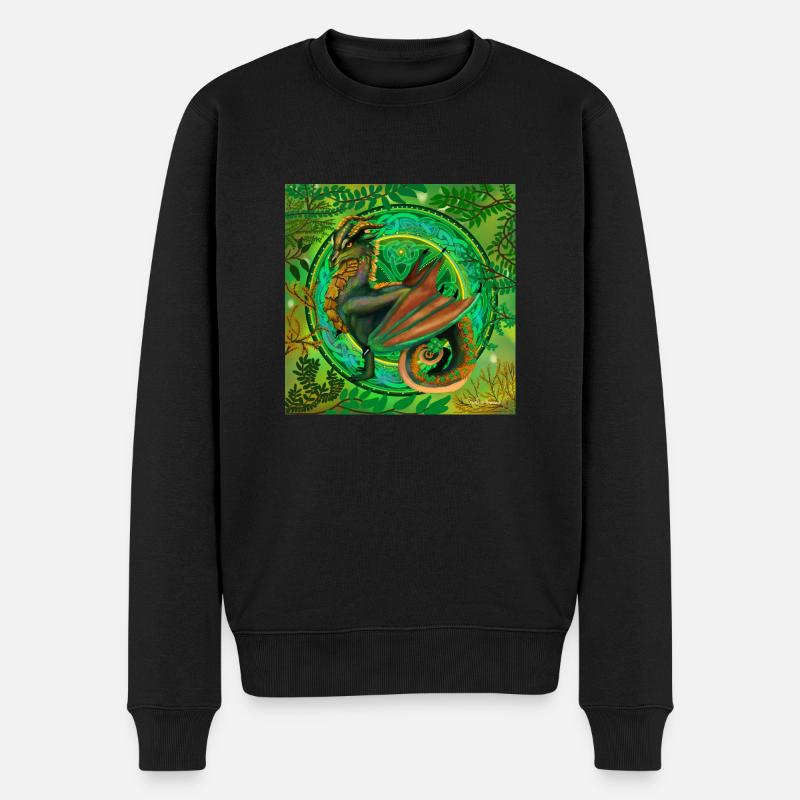 Waldgrüner Drache - Männer Premium Bio Pullover - Schwarz