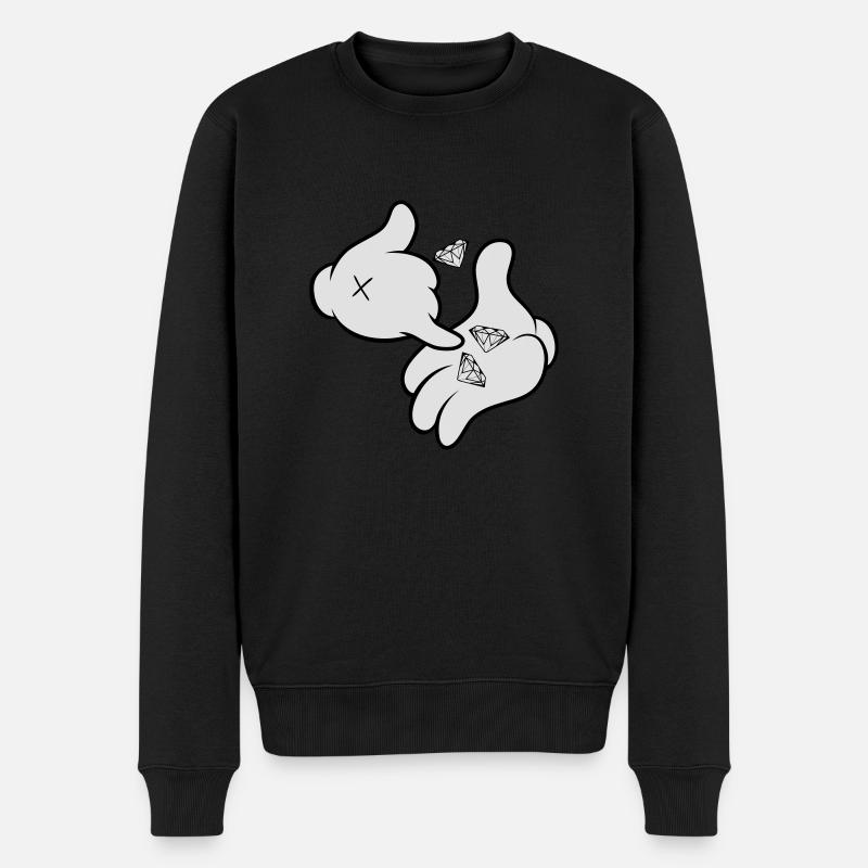 Comic Hands Diamonds - Männer Premium Bio Pullover - Schwarz