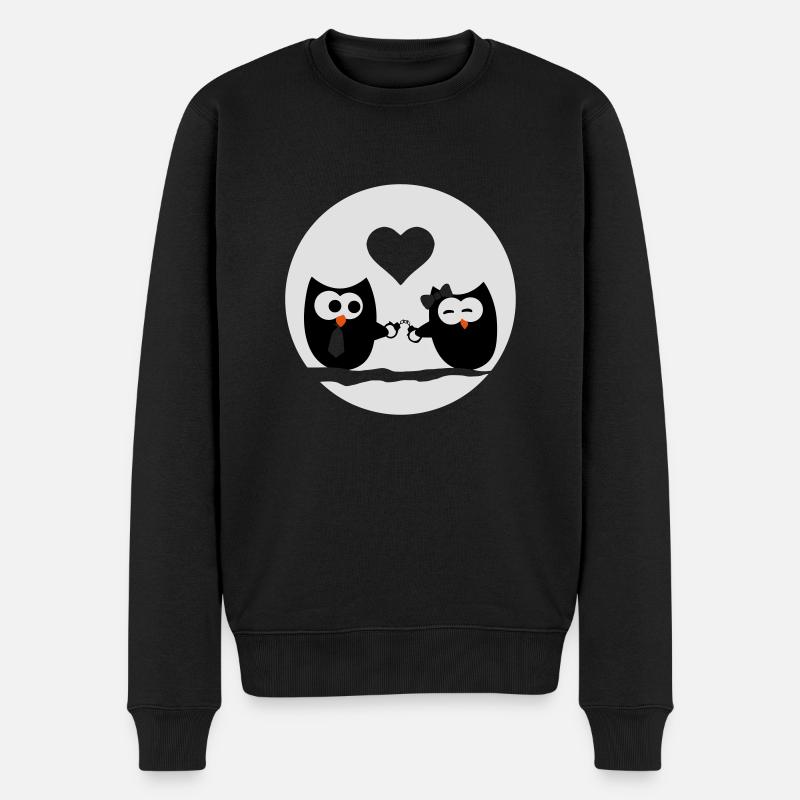 eulen valentinstag paar - Männer Premium Bio Pullover - Schwarz