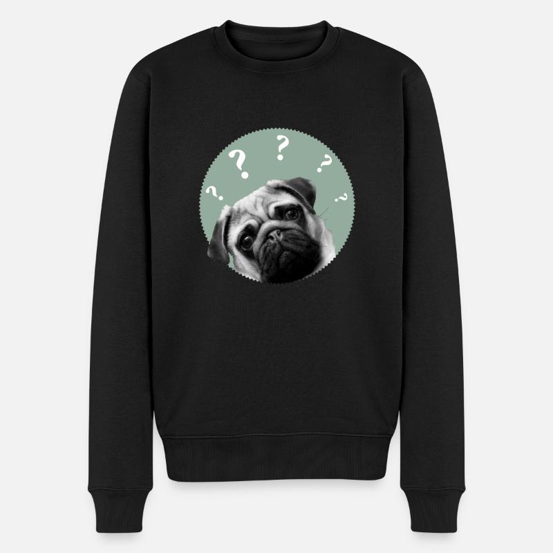 Mops - Männer Premium Bio Pullover - Schwarz