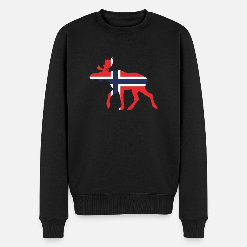 Moose Norway flag - Männer Premium Bio Pullover - Schwarz