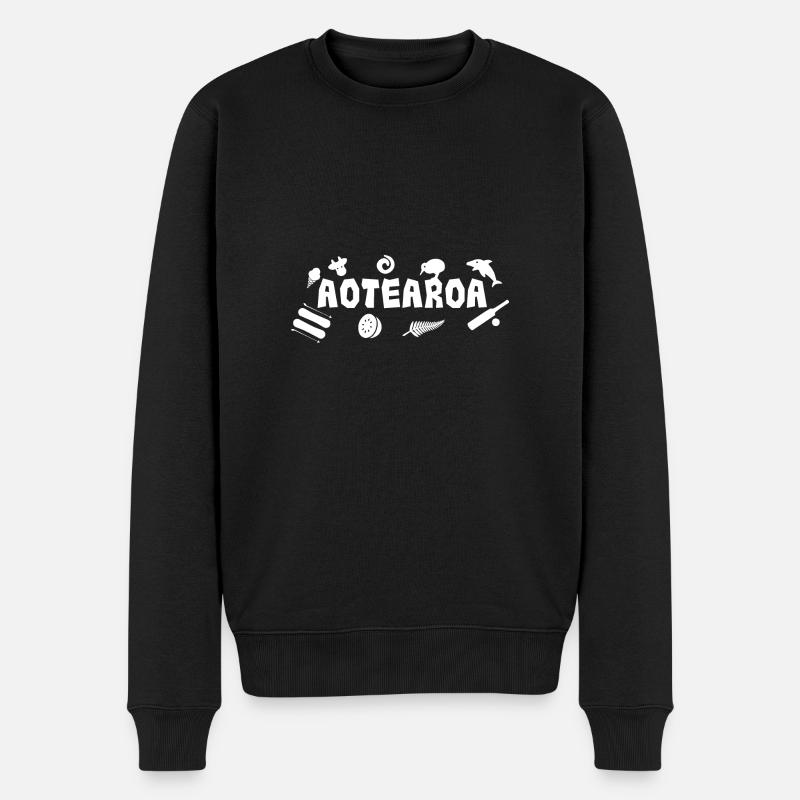 Maori Aotearoa Neuseeland Icons - Geschenkidee - Männer Premium Bio Pullover - Schwarz