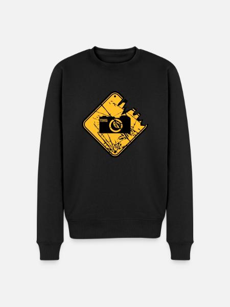 Danger warning sign camera - Men's Premium Organic Jumper - black