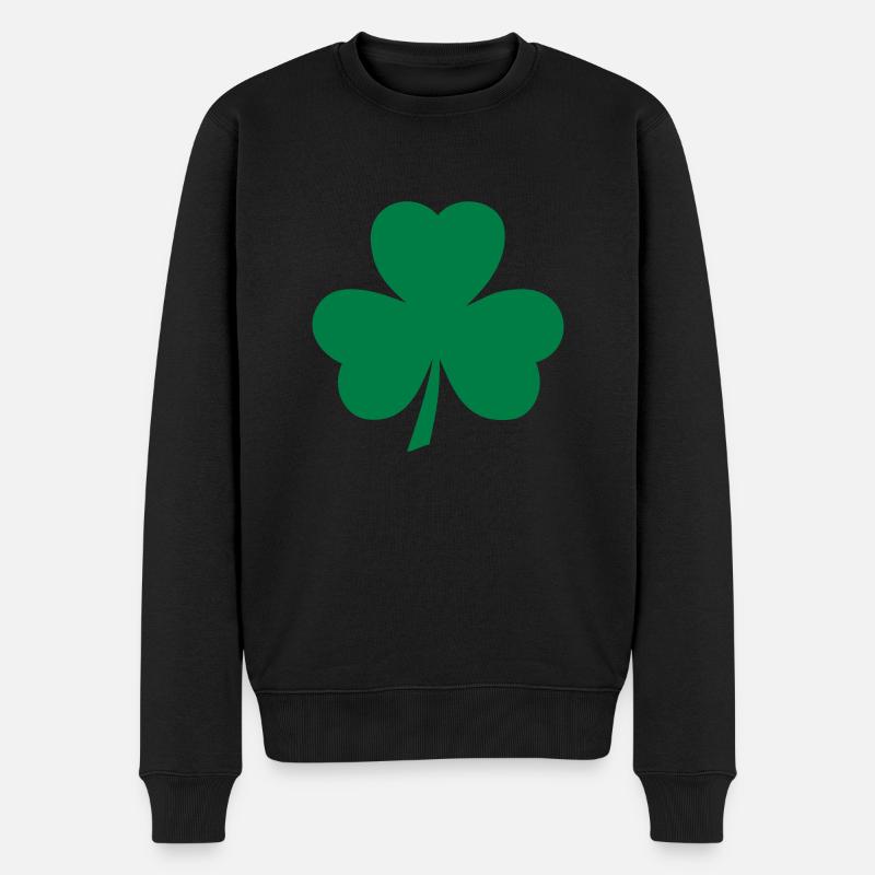 Kleeblatt Clover Shamrock - Männer Premium Bio Pullover - Schwarz