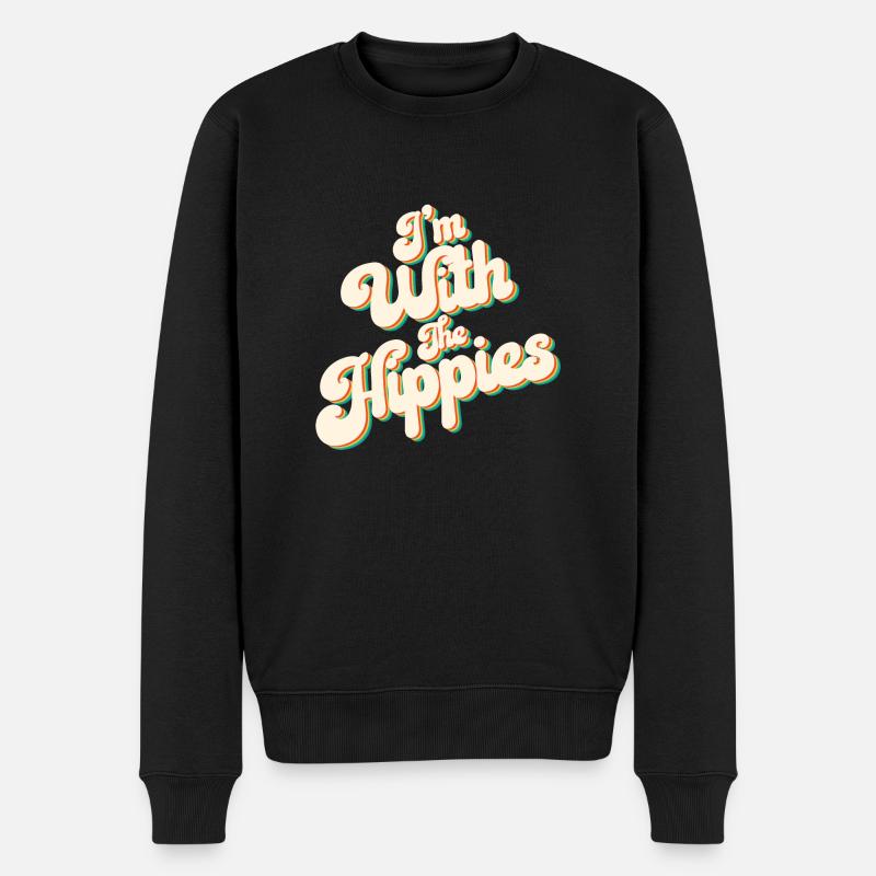 Hippie Musik | Hippies Lifestyle 60er Geschenkidee - Männer Premium Bio Pullover - Schwarz