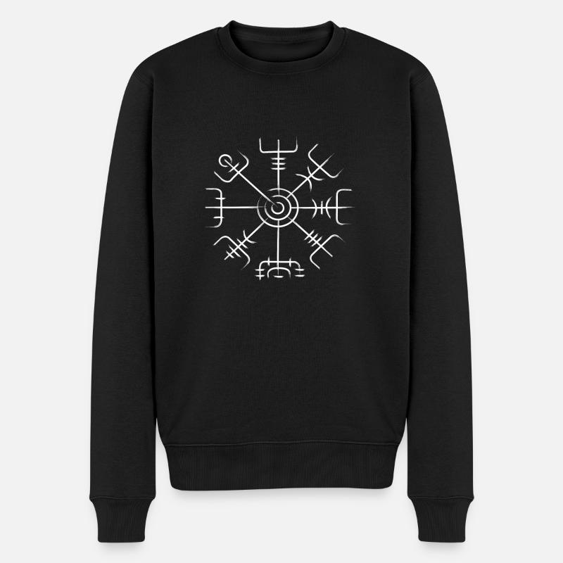 Vegvisir white - Männer Premium Bio Pullover - Schwarz