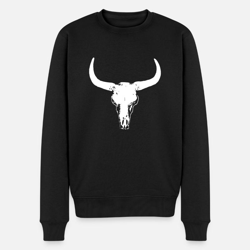 Buffalo Skull - Männer Premium Bio Pullover - Schwarz