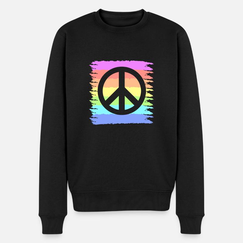 Hippie | Fredstegn Hippier elsker gaveideer - Økologisk premium-sweatshirt til mænd - sort