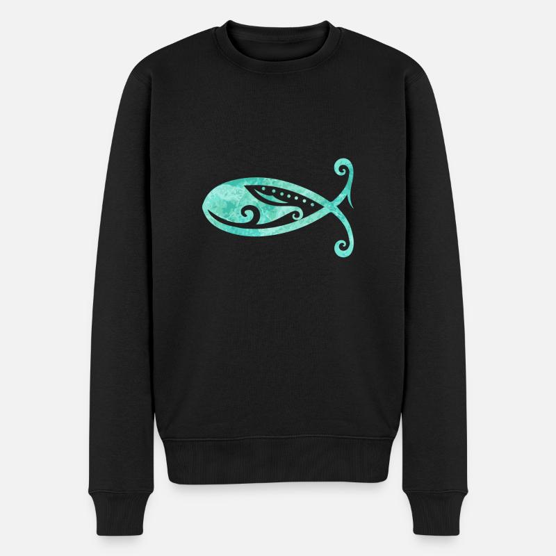 Maori Christian Fish Ocean Geschenkidee - Männer Premium Bio Pullover - Schwarz