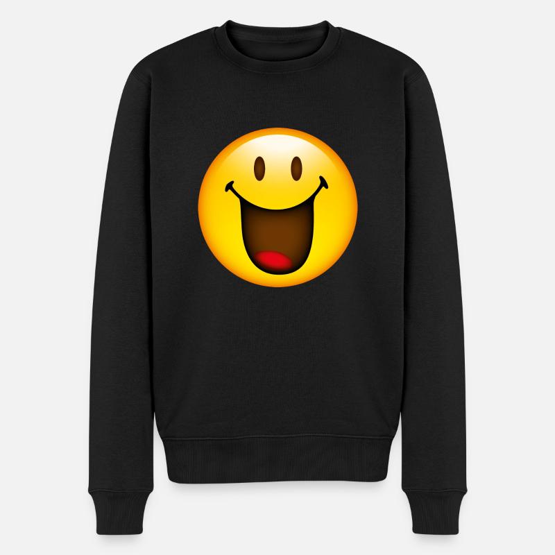 Smiley Glossy Happy - Pull Premium bio Homme - noir