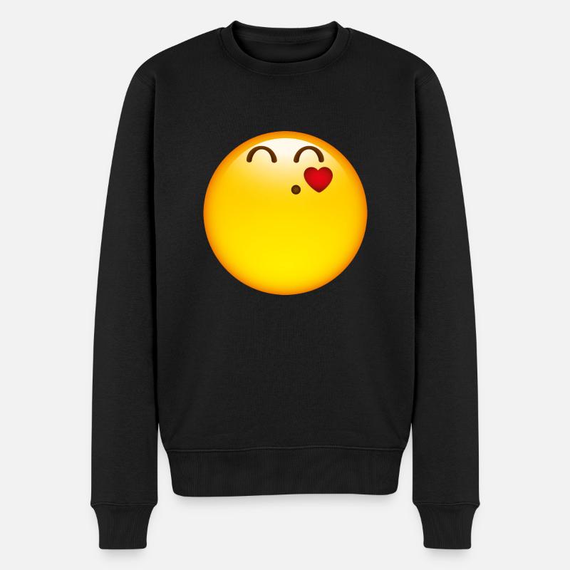 Smiley Love Kiss - Männer Premium Bio Pullover - Schwarz