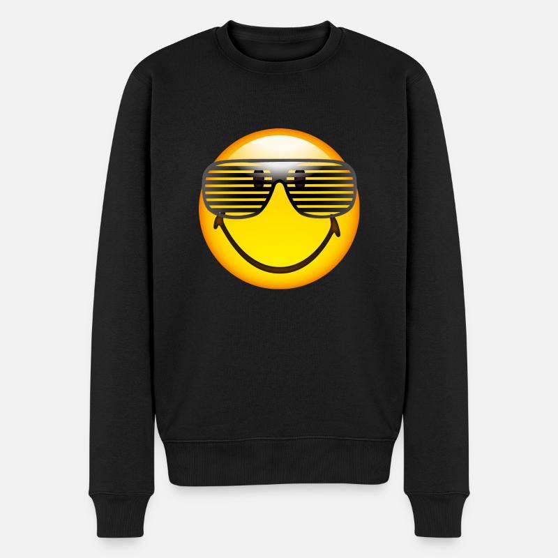 Smiley Sunglasses Stripes - Männer Premium Bio Pullover - Schwarz