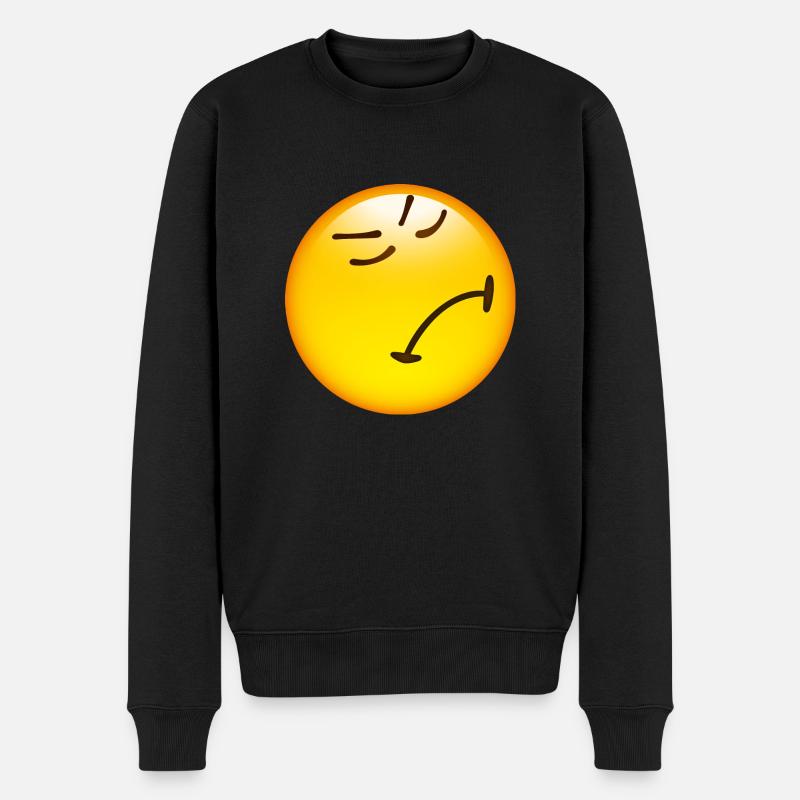 Smiley Miffed - Männer Premium Bio Pullover - Schwarz