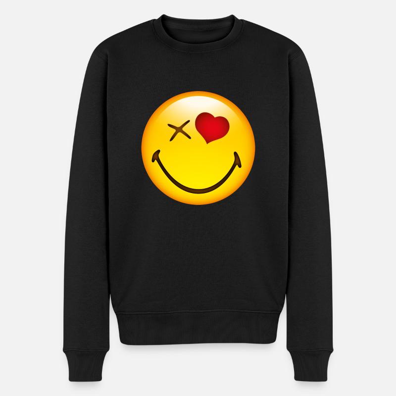 Smiley Love - Männer Premium Bio Pullover - Schwarz