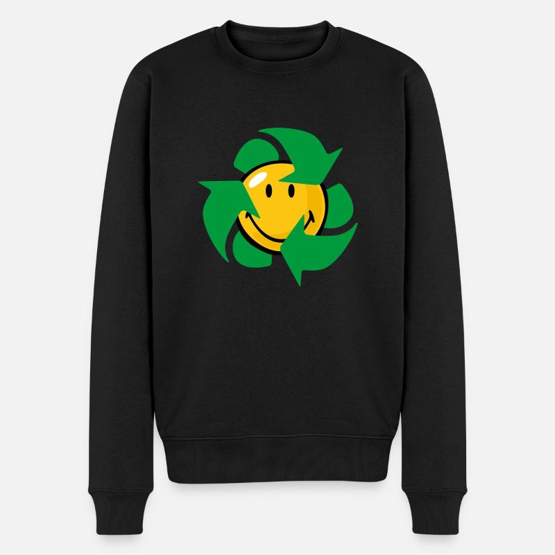 Smiley Recycle - Männer Premium Bio Pullover - Schwarz