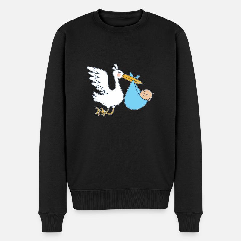 Hebamme Baby Storch | Hebammen Beruf Geschenkideen - Männer Premium Bio Pullover - Schwarz